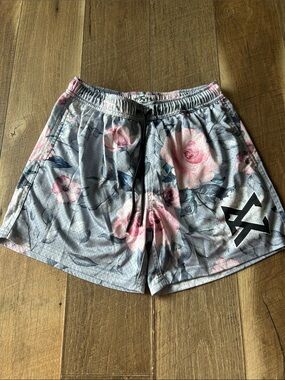Bucket Culture Floral Athletic Shorts with Pink Rose Print